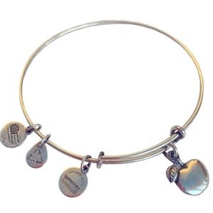 Alex and Ani Apple Charm Bracelet Silver Finish Expandable 2”- 3.5”